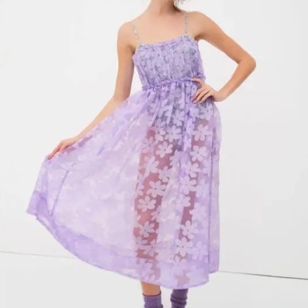 NWT For Love & Lemons Floral Purple Dress